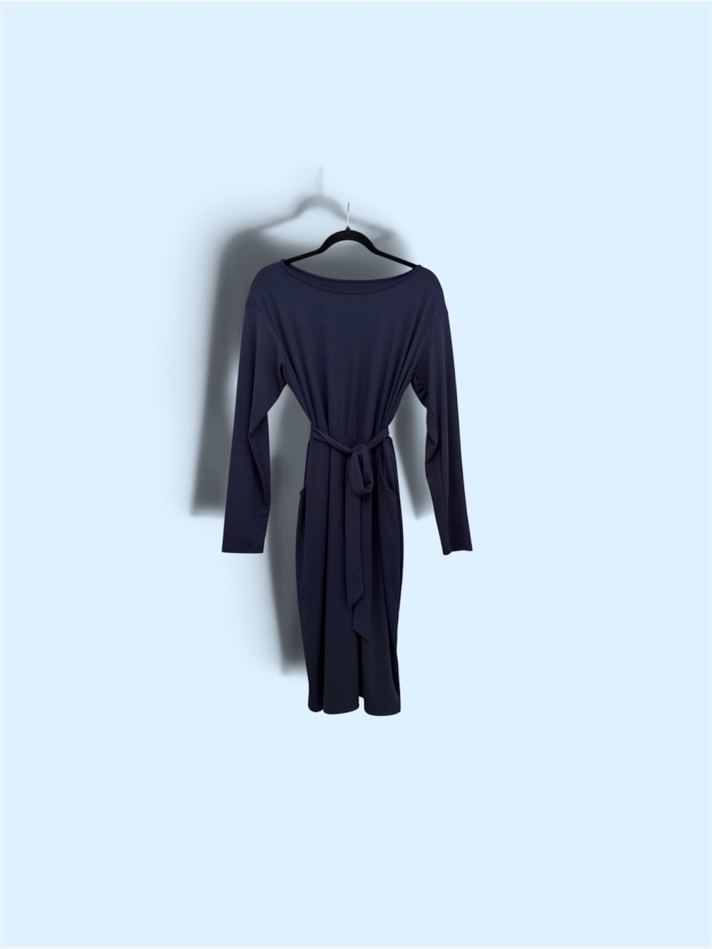 Classic Navy Long-Sleeve Tie-Waist Dress - Women